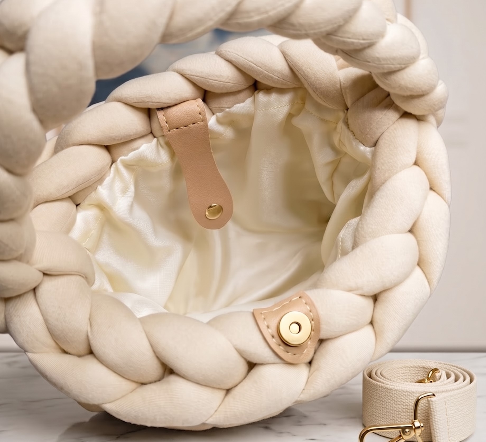 ##Le Cappuccino – Borsa in Maglia Chunky Intrecciata##